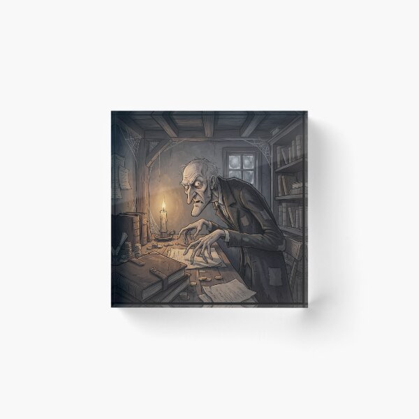 Item preview, Ebeneezer Scrooge in his counting house from A Christmas Carol Gothic illustration designed and sold by Vintage Designs +.