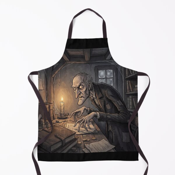 Item preview, Ebeneezer Scrooge in his counting house from A Christmas Carol Gothic illustration designed and sold by Vintage Designs +.