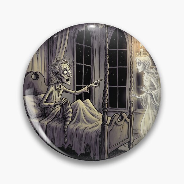 Artikelvorschau, Ebenezer Scrooge trifft den Geist der vergangenen Weihnacht – eine gotische Illustration entworfen und verkauft von Vintage Designs +.