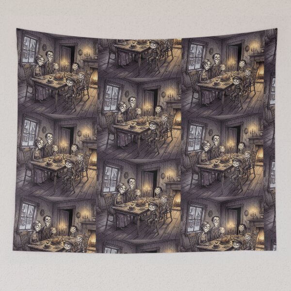 Item preview, A Christmas Carol Cratchit family Christmas Dinner Gothic illustration designed and sold by Vintage Designs +.