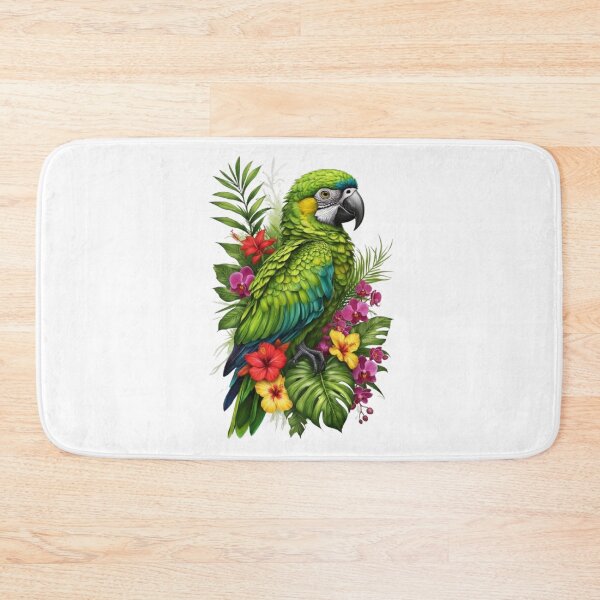 Item preview, Colorful Green Macaw Parrot, Hibiscus & Tropical Orchids designed and sold by CHRIST5000.