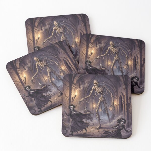 Item preview, The Mummy chases his victims Gothic illustration designed and sold by Vintage Designs +.