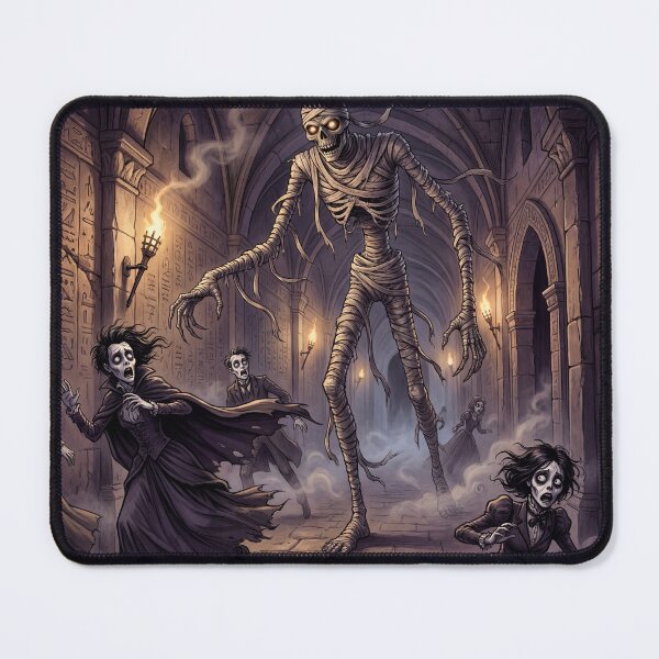 Item preview, The Mummy chases his victims Gothic illustration designed and sold by Vintage Designs +.