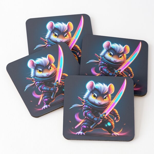 Item preview, Retro Neon Samurai Mouse with a Glowing Sword designed and sold by SweetRossel.