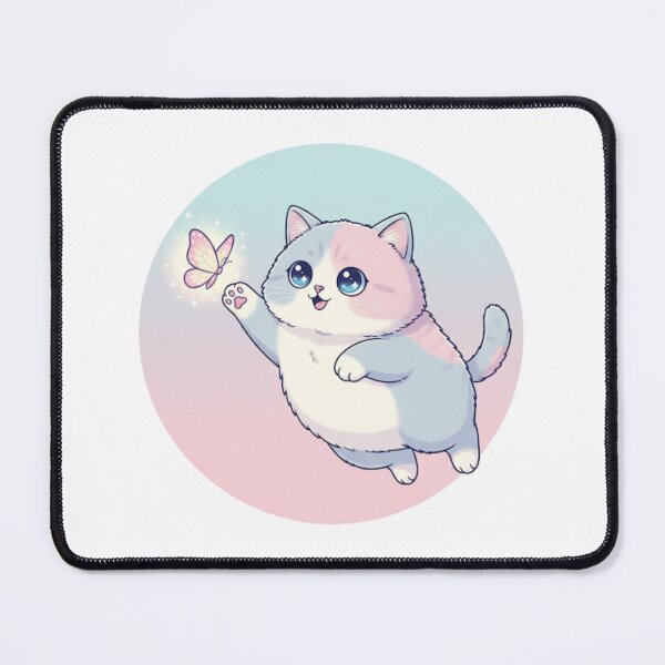 Item preview, Pastel Playful Kitten Chasing Butterfly | Cute Kawaii Cat designed and sold by CutePetss.