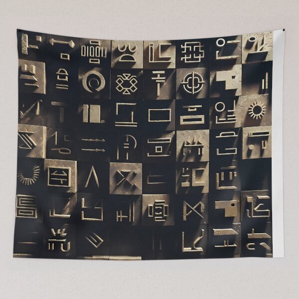 Item preview,  Tiles & Blocks Design, Cyberpunk Egyptian Hieroglyphics, symmetrical textures (image size 8320x12480) designed and sold by Digital-Davinci.