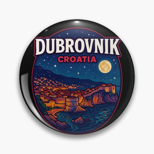 Item preview, Dubrovnik Croatia Night Retro Travel designed and sold by TomFrontierArt.