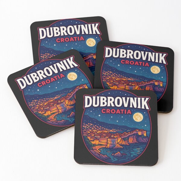 Item preview, Dubrovnik Croatia Night Retro Travel designed and sold by TomFrontierArt.