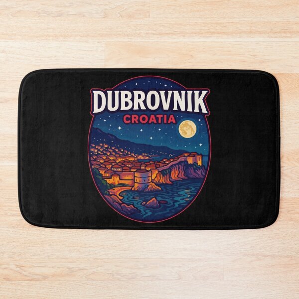 Item preview, Dubrovnik Croatia Night Retro Travel designed and sold by TomFrontierArt.
