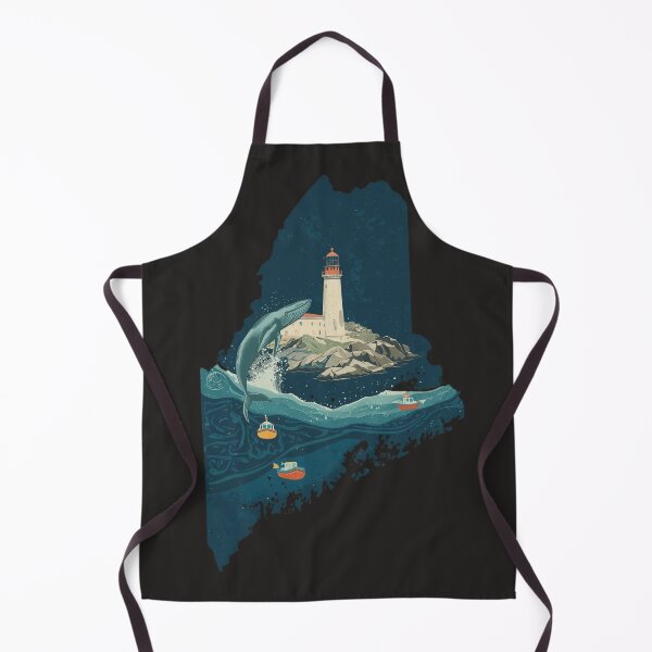 Item preview, Maine State Art Print – Whale & Lighthouse Coastal Night Illustration designed and sold by TitanRN.