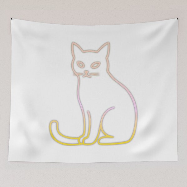 Item preview, Neon Line Art Cat - Minimal Aesthetic Glow Design designed and sold by GraphyLab.
