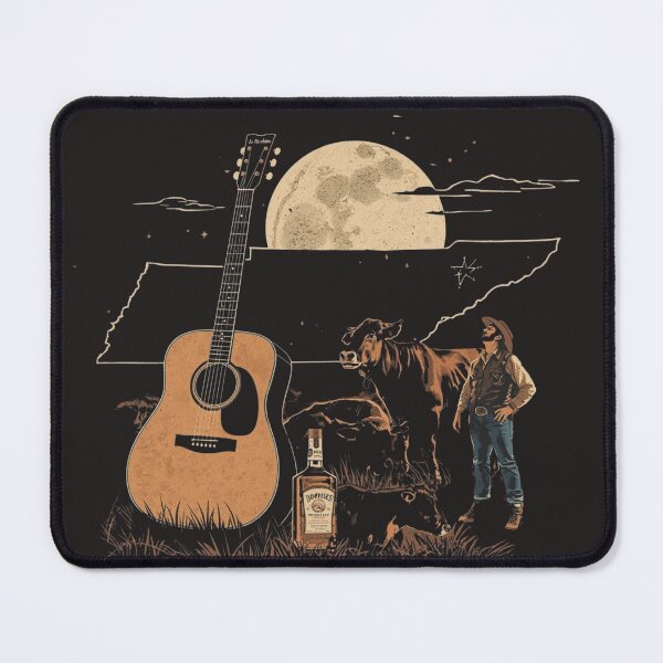 Item preview, Tennessee State Art – Whiskey, Guitar & Longhorn Cowboy Moonlight Illustration designed and sold by TitanRN.