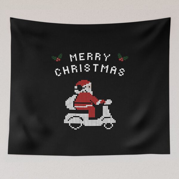 Item preview, Pixel Art Santa Riding A Scooter - Retro Gamer Christmas designed and sold by ConfuseLab Alt.
