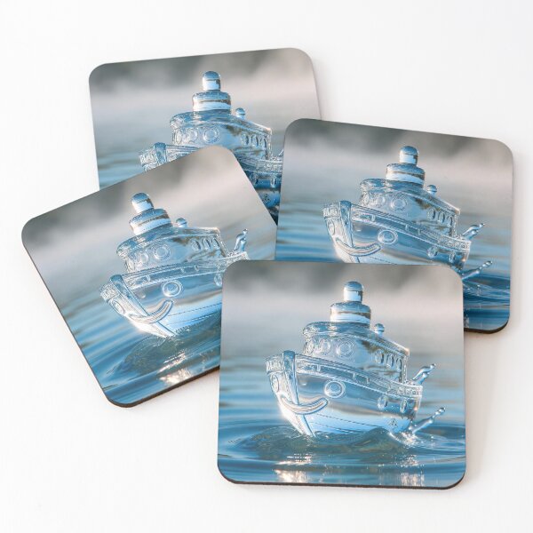 Item preview, Kawaii Glass Ship on Water – Cute Crystal Boat designed and sold by NordseeSteel.