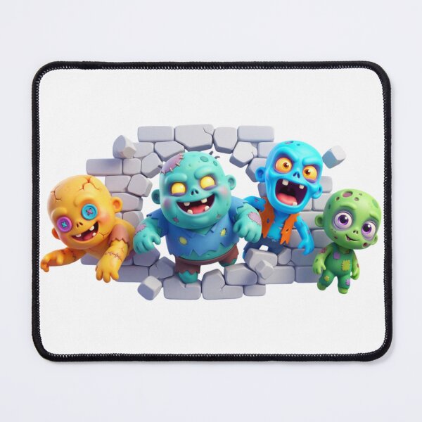 Item preview, Cute Colorful Pixar-Style Zombie Characters Bursting Through Wall | 3D Cartoon Illustration designed and sold by Zippy Creation.
