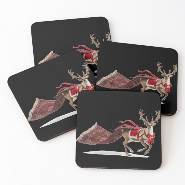 Item preview, Morocco Christmas Vibe: Reindeer on a Flying Berber Rug  designed and sold by designwiss.