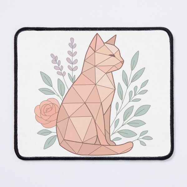 Item preview, Geometric Floral Cat - Pastel Polygon Aesthetic Illustration designed and sold by GraphyLab.