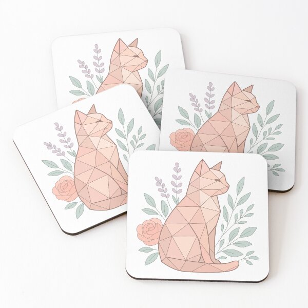 Item preview, Geometric Floral Cat - Pastel Polygon Aesthetic Illustration designed and sold by GraphyLab.