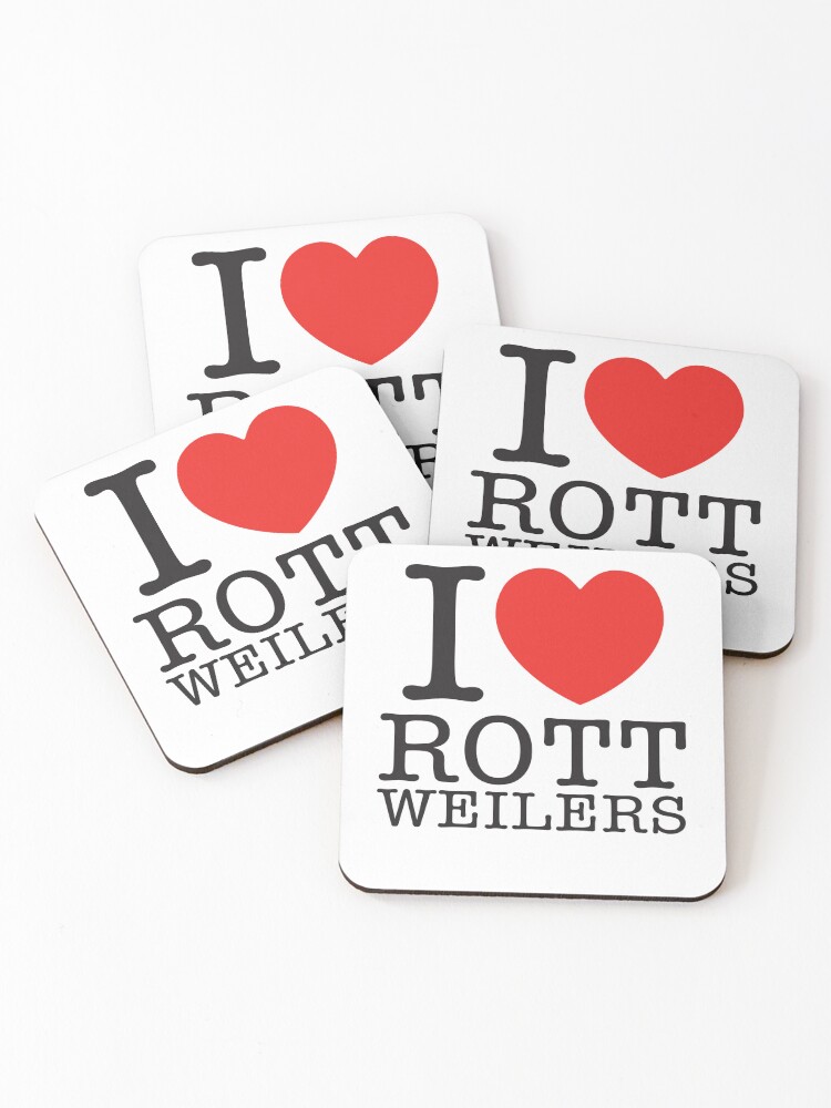 Thumbnail 1 of 5, Coasters (Set of 4), I Love Rottweilers designed and sold by shitpostee.