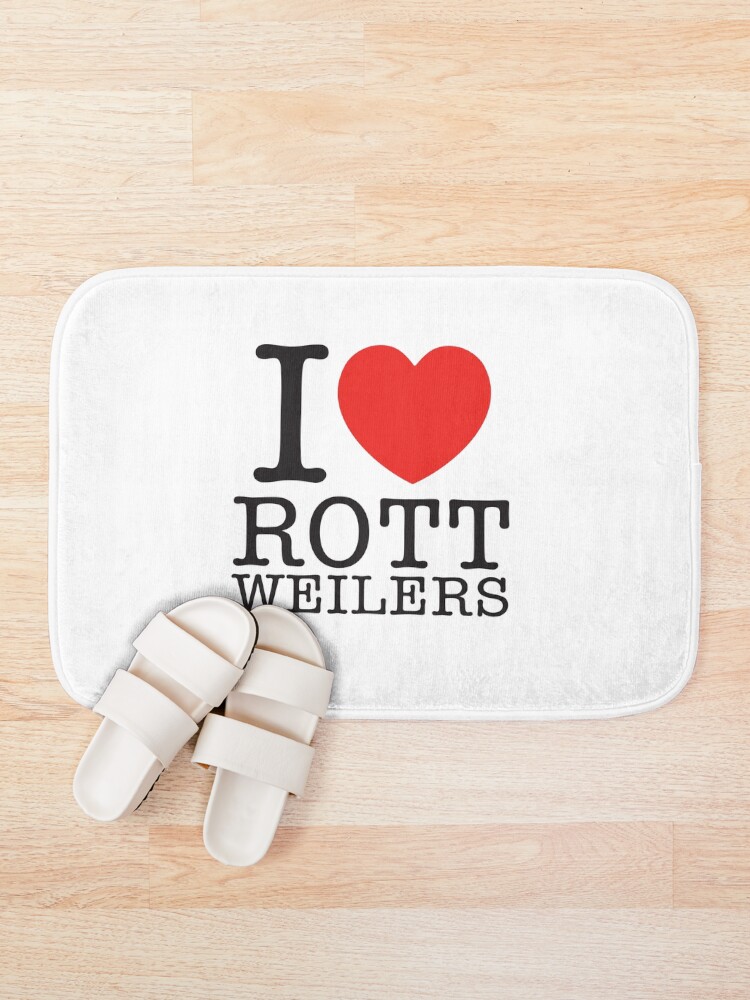 Thumbnail 1 of 6, Bath Mat, I Love Rottweilers designed and sold by shitpostee.