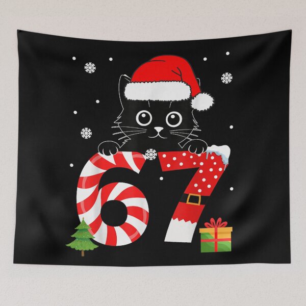 Item preview, Cute Black Cat Holding 67 Candy Cane Santa Christmas Countdown designed and sold by Taniyah Gomes.