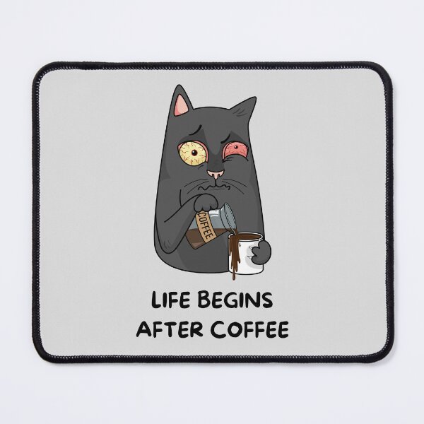 Item preview, Life Begins After Coffee - Funny Tired Cat Lover T-Shirt designed and sold by ConfuseLab Shop.