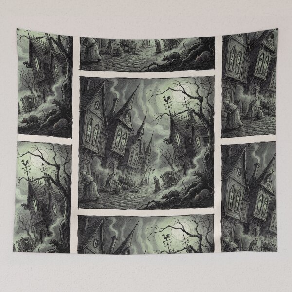 Item preview, Nosferatu plague town Gothic illustration designed and sold by Vintage Designs +.