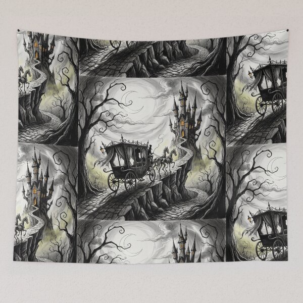 Item preview, On the road to castle Dracula in Nosferatu Gothic illustration designed and sold by Vintage Designs +.