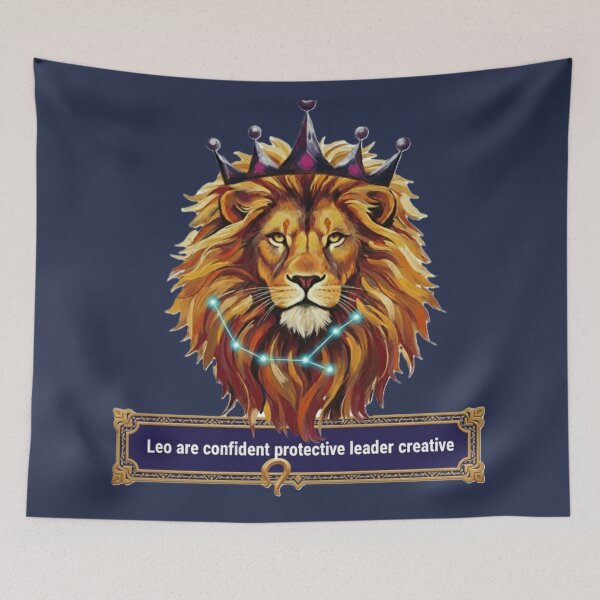 Item preview, Majestic Leo Zodiac Sign – Lion Crown Illustration designed and sold by DroolWorthyUS.