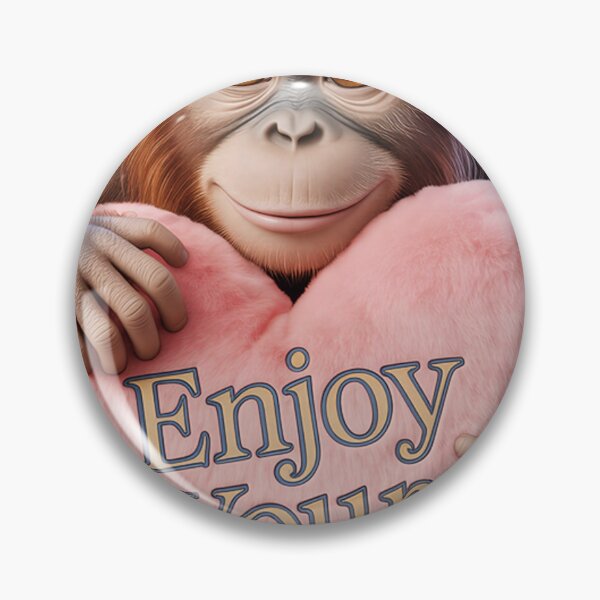 Item preview, Adorable Baby Orangutan Sticker – Cute Realistic Orangutan Hugging Pink Heart Plush, Sweet Animal Art designed and sold by ZyxDes.