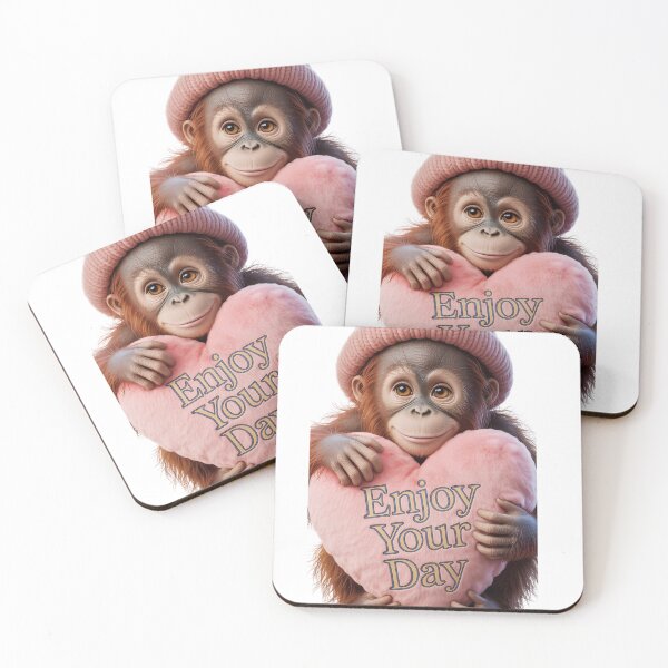 Item preview, Adorable Baby Orangutan Sticker – Cute Realistic Orangutan Hugging Pink Heart Plush, Sweet Animal Art designed and sold by ZyxDes.