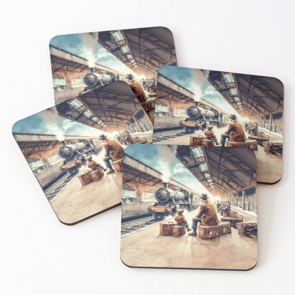 Item preview, Train Journey - Father and son waiting for their train designed and sold by Made-by-Gus.