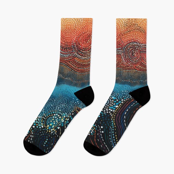 Item preview, Aboriginal Inspired Dot Art - Crimson Solar And Waves designed and sold by GrinGalore.