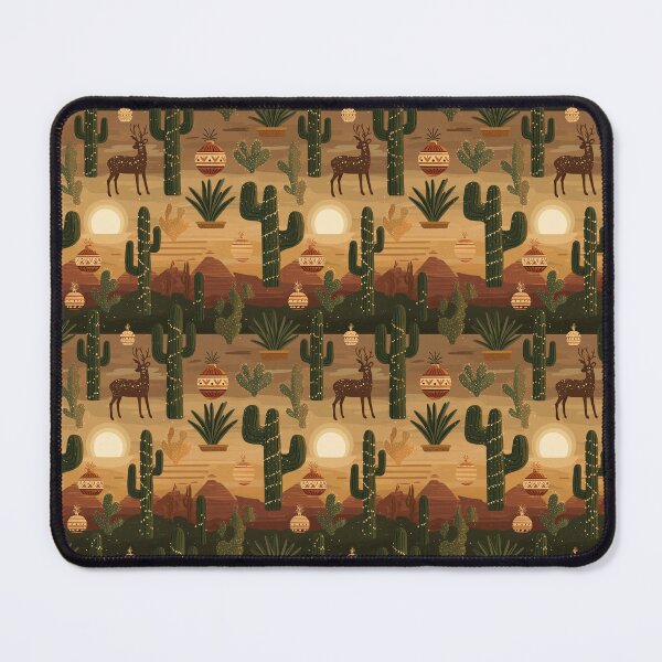 Item preview, Cacti, Ornaments and Tiki Charm in Red, Tan & Green – Sunset Baubles designed and sold by The Print Parlor.