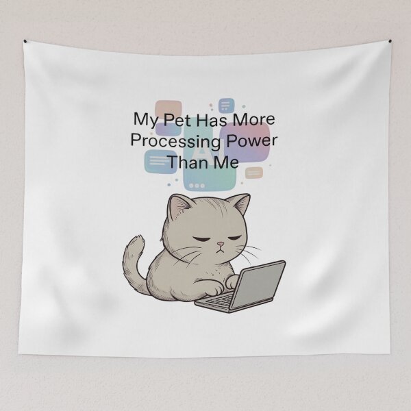 Item preview, Funny AI Cat With Laptop — Tech Humor Pet T-Shirt designed and sold by EcoArtTees.
