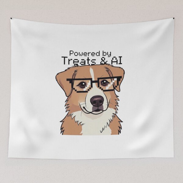 Item preview, Powered by Treats & AI — Cute Dog Tech T-Shirt designed and sold by EcoArtTees.