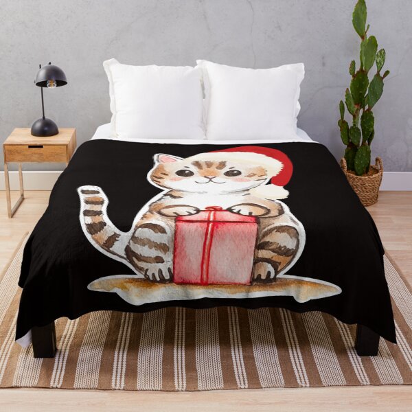 Item preview, A Kitten in a Christmas Hat With a Gift. designed and sold by Dinasshop.