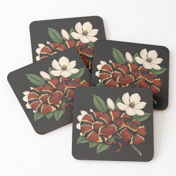 Item preview, Scarlet Kingsnake with Vintage Magnolias designed and sold by BirdsnStuff.