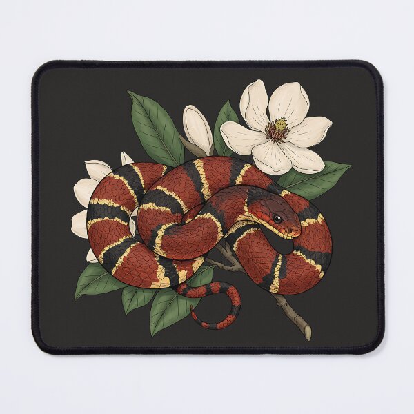 Item preview, Scarlet Kingsnake with Vintage Magnolias designed and sold by BirdsnStuff.