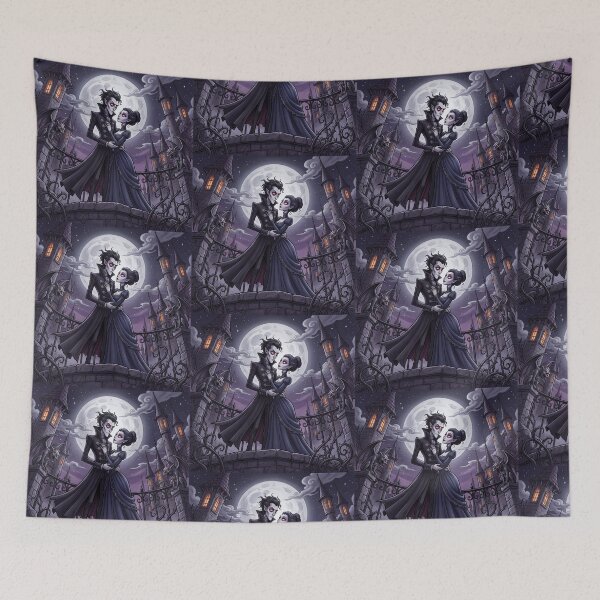 Item preview, Vampire romance Gothic illustration art designed and sold by Vintage Designs +.