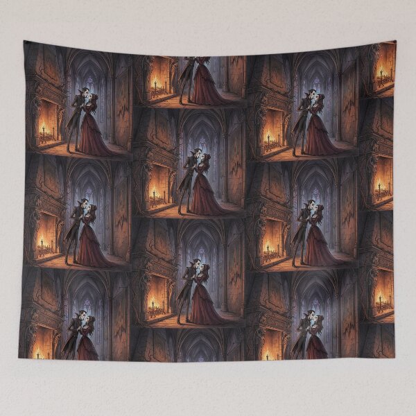 Item preview, Vampire romance Gothic illustration art designed and sold by Vintage Designs +.