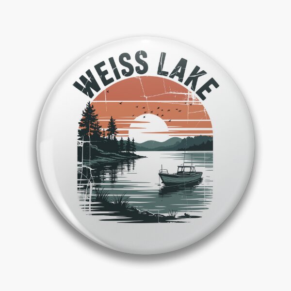 Item preview, Weiss Lake – Retro Boating Sunset designed and sold by JessArty ⭐⭐⭐⭐⭐.