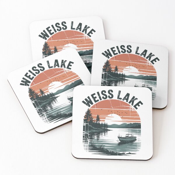Item preview, Weiss Lake – Retro Boating Sunset designed and sold by JessArty ⭐⭐⭐⭐⭐.