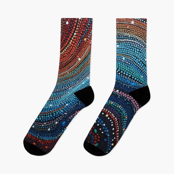Item preview, Aboriginal Inspired Dot Art - Crimson Red And Blue Waves designed and sold by GrinGalore.
