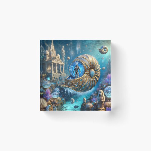 Item preview, A cyborg rabbit aboard a futuristic Nautilus 003L1P171TH7KE9 designed and sold by OsirizyahDesign.