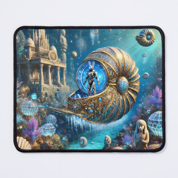 Item preview, A cyborg rabbit aboard a futuristic Nautilus 003L1P171TH7KE9 designed and sold by OsirizyahDesign.