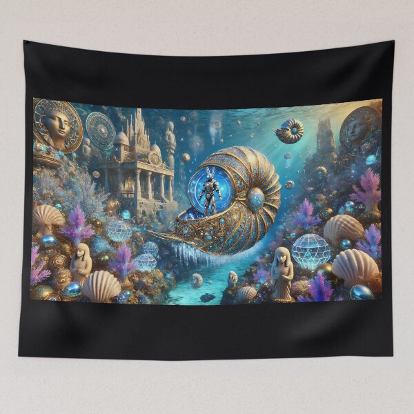 Item preview, A cyborg rabbit aboard a futuristic Nautilus 003L1P171TH7KE9 designed and sold by OsirizyahDesign.