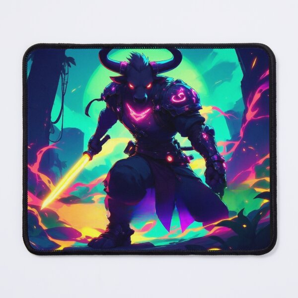 Item preview, Cyberpunk Neon Bull with Glowing Katana designed and sold by SweetRossel.