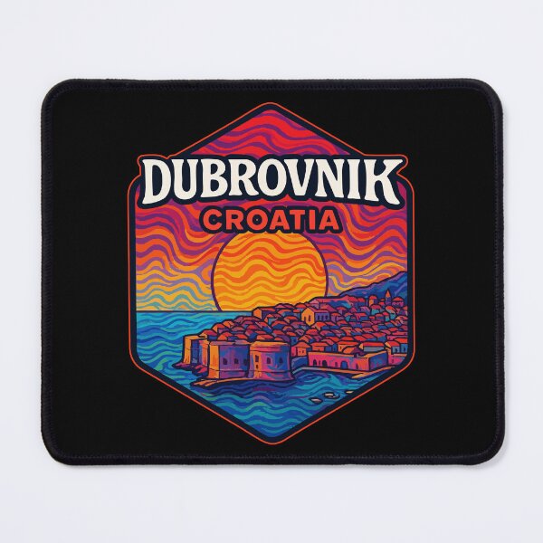 Item preview, Dubrovnik Croatia Cityscape Retro Trippy Travel designed and sold by TomFrontierArt.