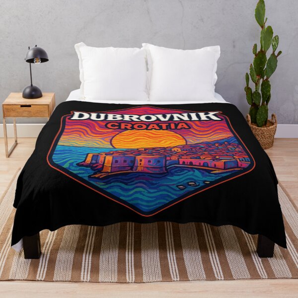Item preview, Dubrovnik Croatia Cityscape Retro Trippy Travel designed and sold by TomFrontierArt.